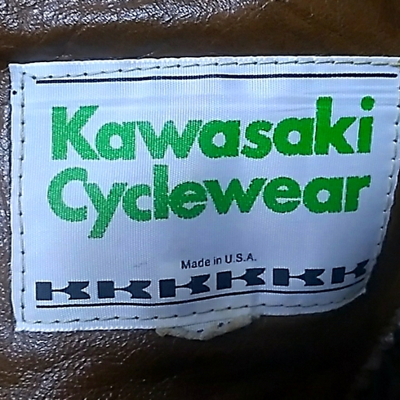 🏍️ Vintage KAWASAKI BROWN  Suupple Leather MOTORCYCLE JACKET UNISEX - Picture 4 of 16